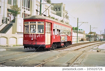 New Orleans Old Tram Riverfront Line Along the Mississippi River Louisiana, USA New Orleans Old Tram Riverfront Line Along the Mississippi River Louisiana, USA 105020726