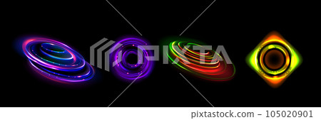 Realistic set of neon color light flares Realistic set of neon color light flares 105020901