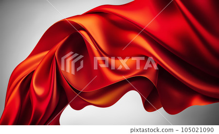 Abstract Design Background with Waves of Bright Red Silk 105021090