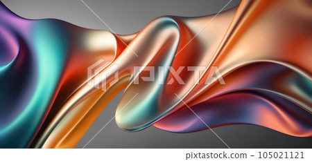 3D Abstract Background with Wavy Shape in Iridescent Spectrum 3D Abstract Background with Wavy Shape in Iridescent Spectrum 105021121