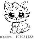 Kawaii Kitten Coloring Page 105021422