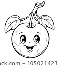 Kawaii Cherry Coloring Page  105021423