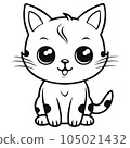 Kawaii Cat Coloring Page  105021432