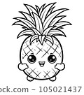 Kawaii Pineapple Coloring Page  105021437