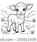 Kawaii Sheep Coloring Page  105021439