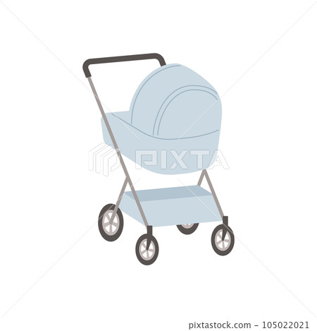 Baby stroller or carriage, flat vector illustration isolated on white background. Baby stroller or carriage, flat vector illustration isolated on white background. 105022021