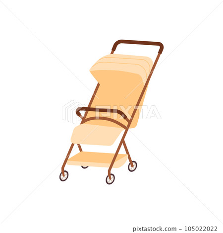 Empty standing yellow baby carriage flat style, vector illustration 105022022
