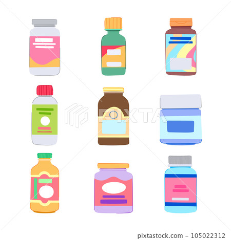 vitamin capsule set cartoon vector illustration vitamin capsule set cartoon vector illustration 105022312
