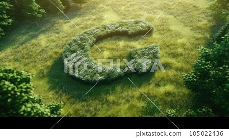 CO2 symbol on green grass in a forest. Lower carbon footprints to limit global warming and climate change. Sustainable development and business based on renewable energy. Reduce CO2 emission concept. 105022436