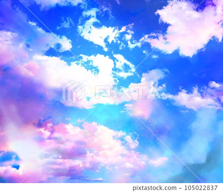 Landscape background illustration of beautiful sunrise and sunlight shining through the gaps in the clouds 105022837