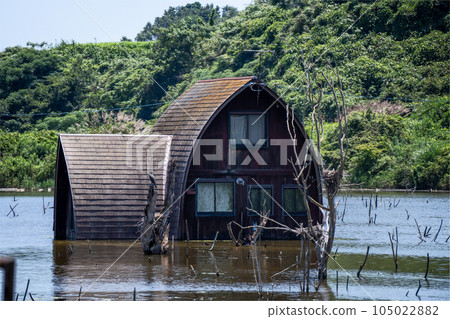 Submerged pension village in Setouchi city, Okayama prefecture, Japan Submerged pension village in Setouchi city, Okayama prefecture, Japan 105022882