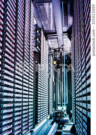 data storage towers filled with hard disks data storage towers filled with hard disks 105023089