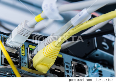 network cable plugged in data center switch 105023108