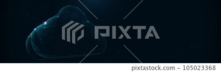 Low polygonal wireframe style Cloud data computing technology. Cloud network connection. Vector illustration 105023368