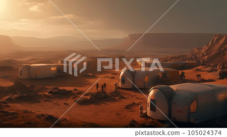 first human colony on Mars, neural network generated image 105024374