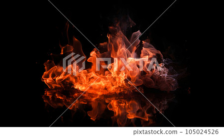 orange flames and smoke on black background, neural network generated image orange flames and smoke on black background, neural network generated image 105024526