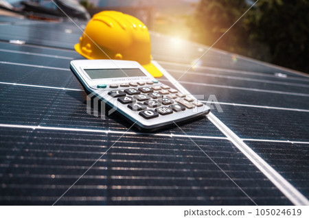 Renewable energy system with solar panel on the roof 105024619