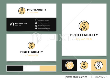 Profitability logo design with editable slogan. Branding book and business card template. Profitability logo design with editable slogan. Branding book and business card template. 105024728
