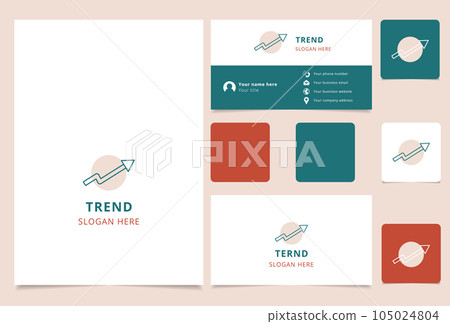 Trend logo design with editable slogan. Branding book and business card template. 105024804