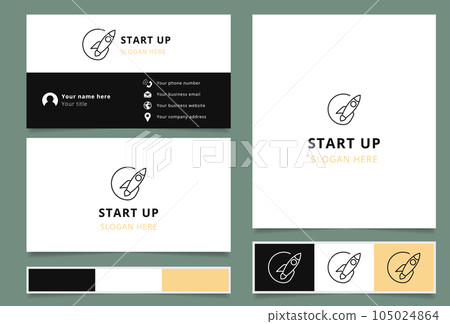 Start up logo design with editable slogan. Branding book and business card template. 105024864