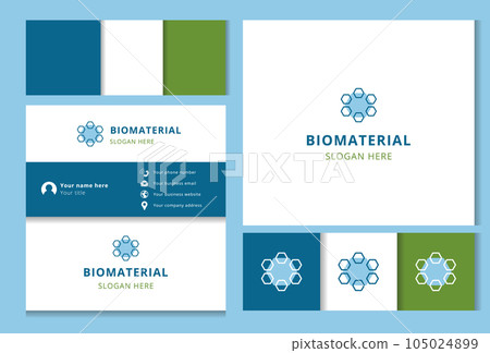 Biomaterial logo design with editable slogan. Branding book and business card template. 105024899