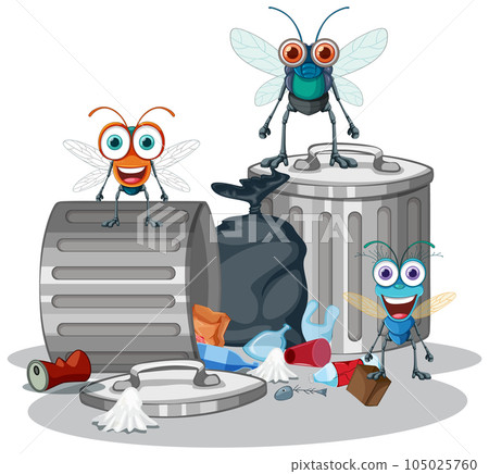 Fly and trash cartoon 105025760