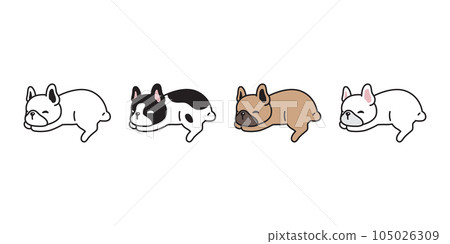 dog vector french bulldog sleeping icon puppy pet cartoon character symbol tattoo stamp illustration design isolated 105026309