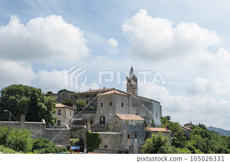 view of the ancient village of Fianona, Croatia. 105026331