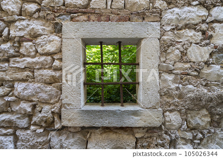 view of the ancient village of Fianona, Croatia. 105026344