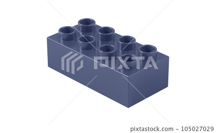 Heather Blue Plastic Lego Block Isolated on a White Background. Heather Blue Plastic Lego Block Isolated on a White Background. 105027029