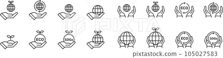 Monochrome eco icon set 105027583