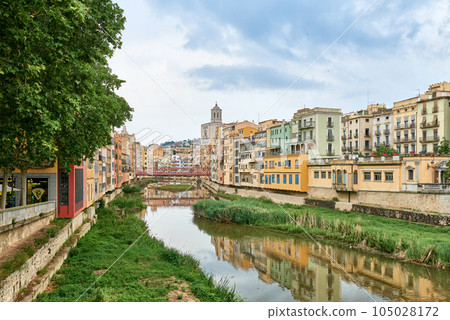 View of old town Girona, Catalonia, Spain, Europe. Summer travel. View of old town Girona, Catalonia, Spain, Europe. Summer travel. 105028172
