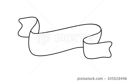 Line ribbon banner icon, Web design element. Hand drawn vector illustration. Place for your text for business, greeting card and holidays copy space Line ribbon banner icon, Web design element. Hand drawn vector illustration. Place for your text for business, greeting card and holidays copy space 105028496