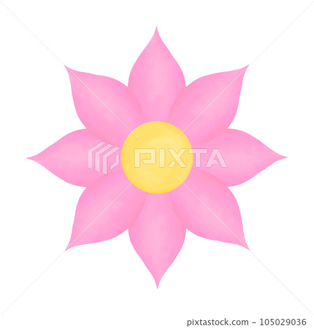 Pink Watercolor Flower with Yellow Pollen Pink Watercolor Flower with Yellow Pollen 105029036
