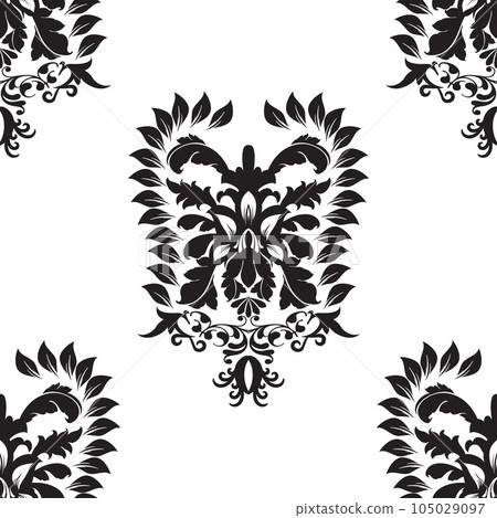 Damask floral motif tile pattern. Luxury tile isolated element. 105029097