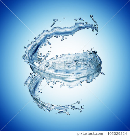 blue water splash isolated on blue background 105029224