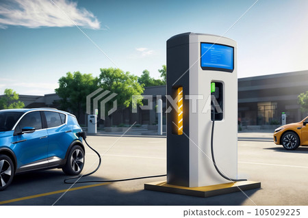 EV charging station for electric car in concept of green energy  105029225