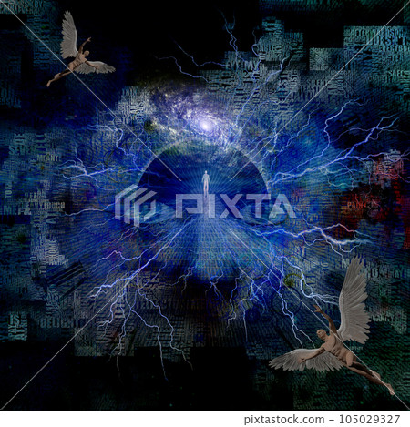 Ascension. Man on road to Heaven 105029327