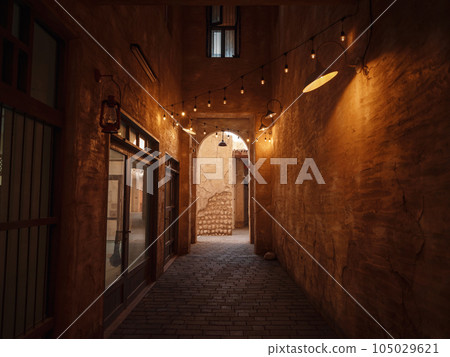 Al seef-old historical district with traditional Arabic architecture. Al seef-old historical district with traditional Arabic architecture. 105029621