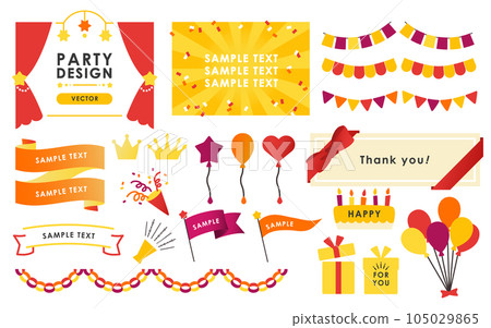 多彩派對設計矢量素材集 105029865