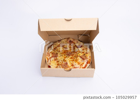 Pizza in a cardboard box Pizza in a cardboard box 105029957
