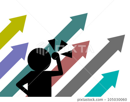 Illustration of a person who makes a fist pose for a successful result of effort Illustration of a person who makes a fist pose for a successful result of effort 105030060