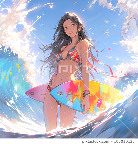 Girl surfing in the sea | Generative AI 105030123