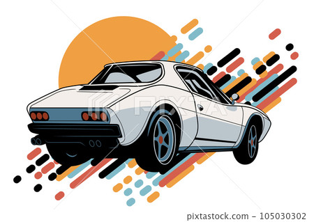 Sport car vector illustration for t shirt design, print and logo. Sportcar clipart of speed vehicle. Sport car vector illustration for t shirt design, print and logo. Sportcar clipart of speed vehicle. 105030302