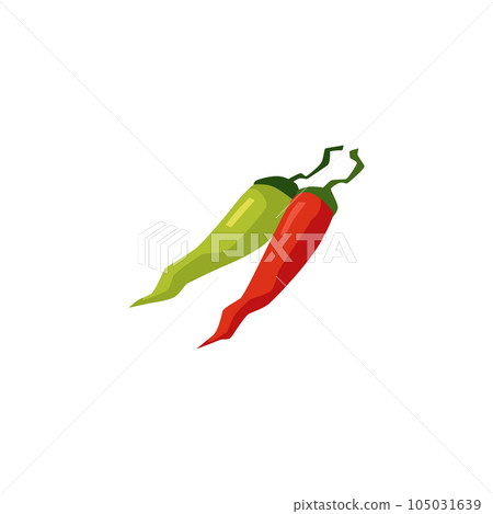 Chili pepper red and green, natural organic product, hot spice vegetable, Mexican cuisine vector illustration isolated 105031639