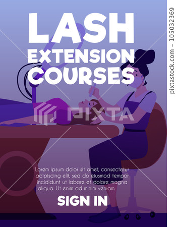 Poster or vertical banner about lash extension courses flat style Poster or vertical banner about lash extension courses flat style 105032369