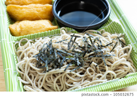 A set of cold soba noodles and inari sushi, a summer tradition 105032675