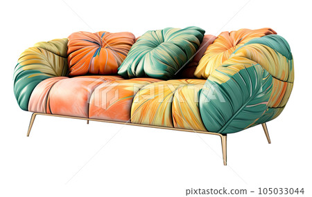 Modern sofa isolated. Illustration AI Generative 105033044