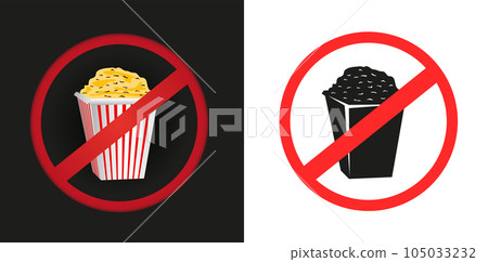 fast food popcorn prohibited sticker sign 105033232