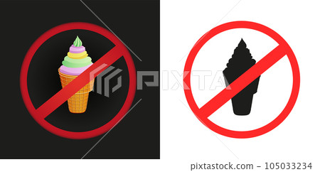 fast food ice-cream prohibited sticker sign 105033234